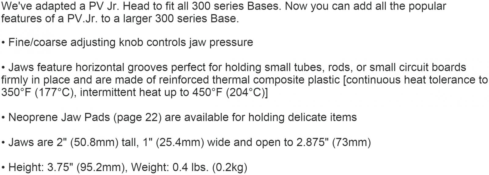ראש למלחציים פנאוויס PANAVISE PV JR HEAD 203